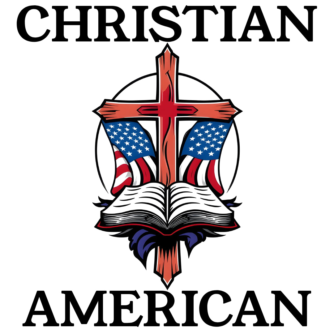 Christian American Cross, Bible, and Flag