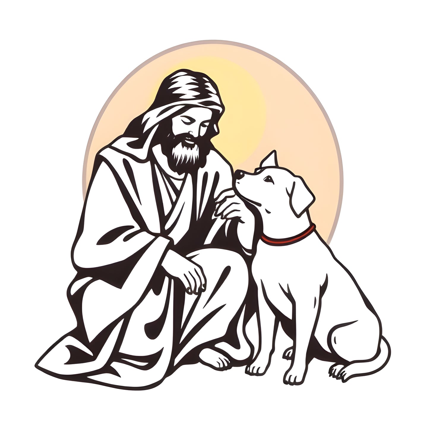 Simple Brown and Beige Jesus and His Dog